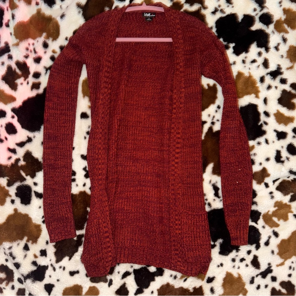 Love Red Cable Knit Cardigan Sweater